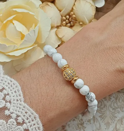 Pulsera Nieve en Hawlita 6mm Piedra Natural